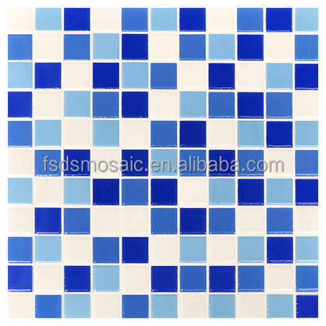 Azulejos de mosaico de cristal azul, azulejos de baño, vidrio de mosaico de piscina 